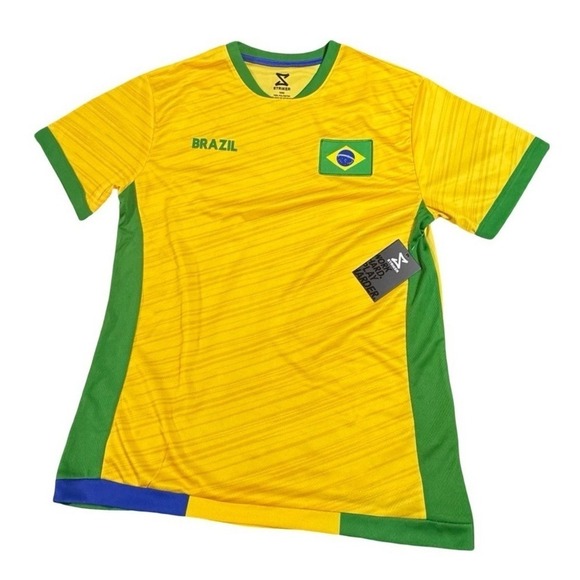 Striker Other - Striker Brazil Soccer Jersey Mens XL Yellow Green Blue Flag Patch New NWT